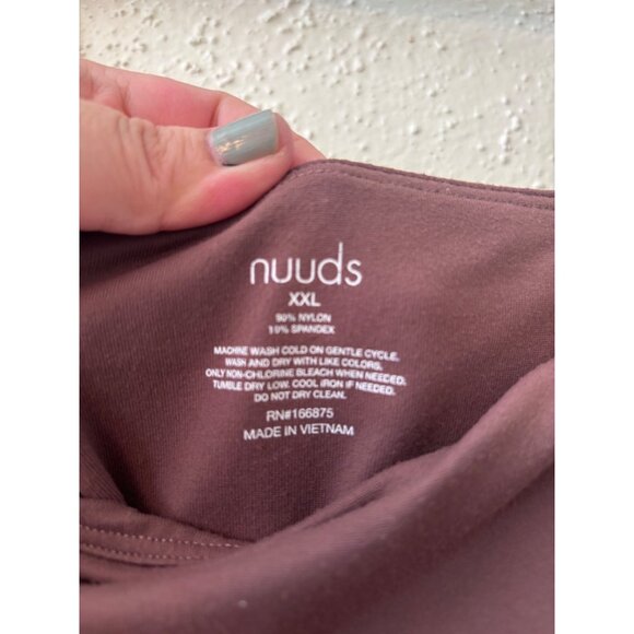 Nuuds Coffee Long Sleeve Square Neck Thong Style Bodysuit - Picture 9 of 10